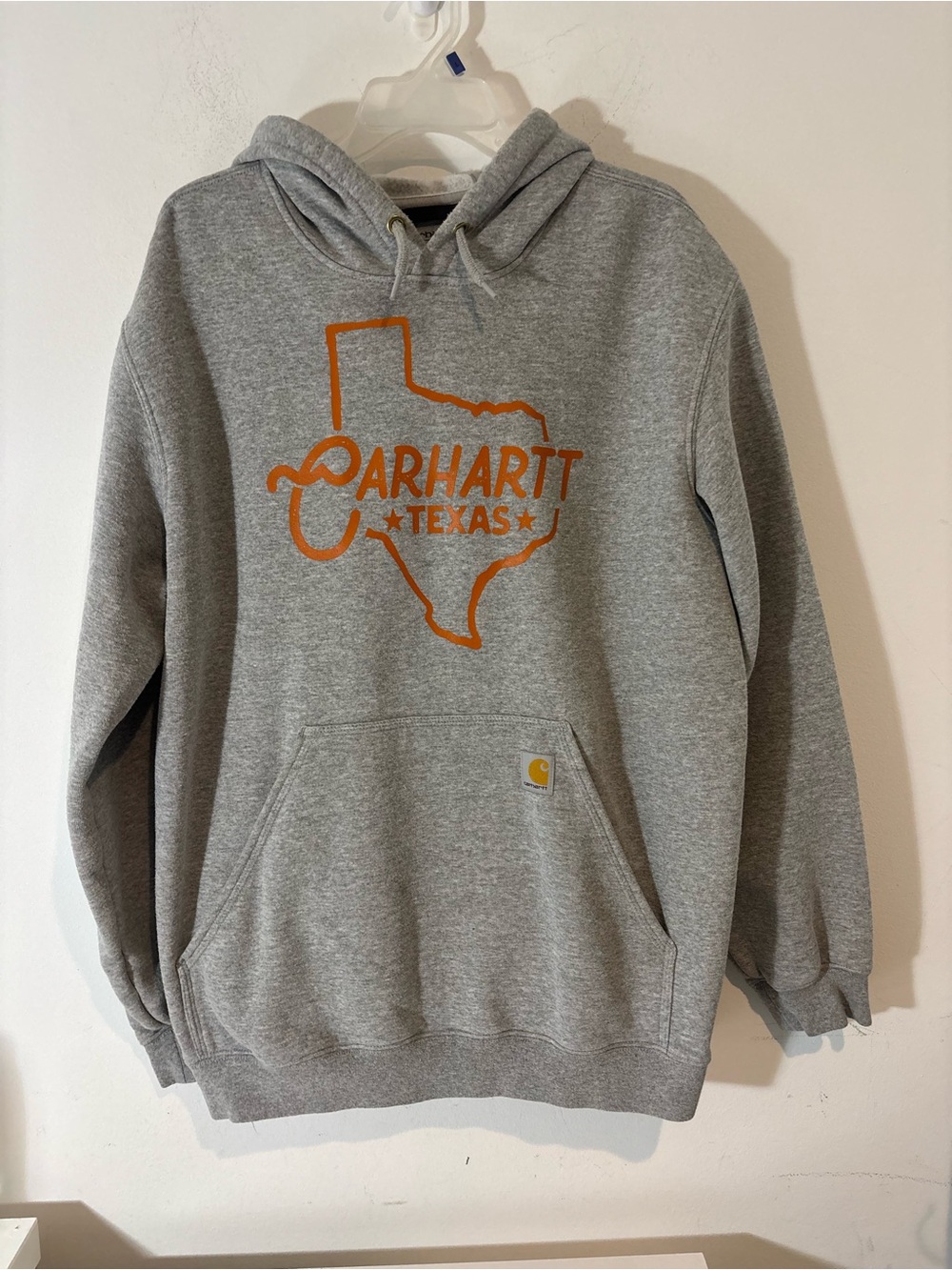 Carhartt Mens Size Large Gray Hoodie Sweatshirt Texas in Orange Casual